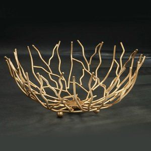 Decorative Gilded Basket Vase / Tray